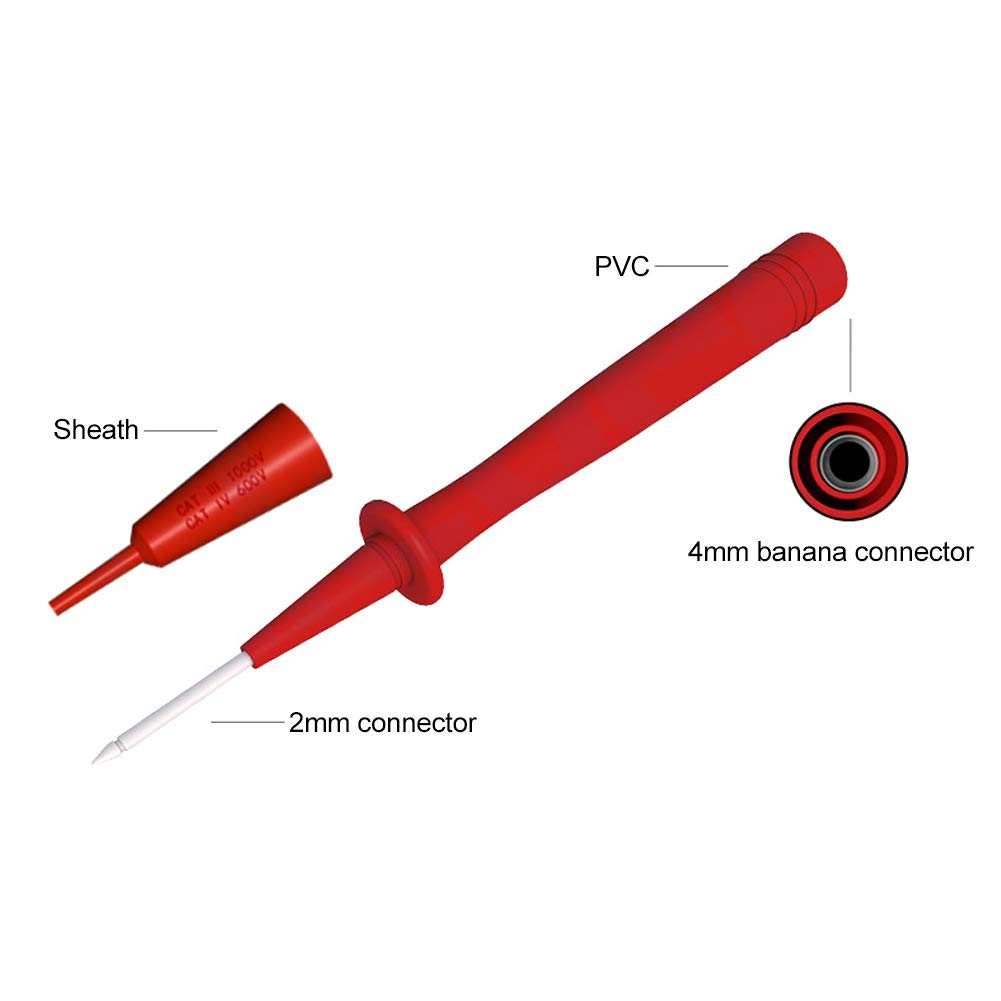 Multimeter Pen, 2 Multimeter Probes, Multimeter Test Probes, 2mm Pin Plated Copper Tail 4mm Banana Jack, Multi Testers - Image 4