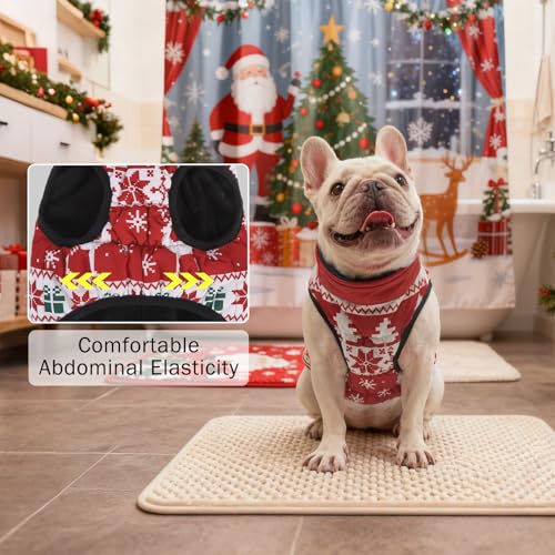 Image of SCENEREAL Christmas Winter Dog Vest Coat with Harness Built in | Cold Weather Coat with Zipper for Small dogs, Fleece Puffer Vest Windproof Snow Clothes
