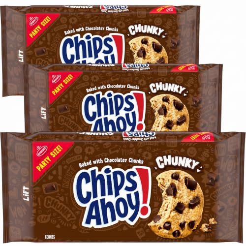CHIPS AHOY! Chunky Fudgy Chocolate Chip Cookies, Party Size, 24.75 oz (Pack of 3)