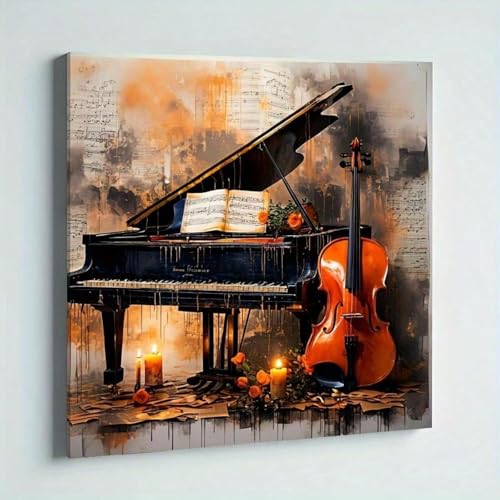 Toile murale piano vintage pour décorer un mur blanc vide