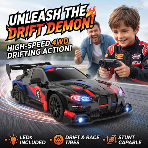 Image of The Little Ones 4x4 Rc Drifting Car - Rc Drift Cars High Speed Remote Control Drift Car 2.4GHz Remote Control Drift Stunt Off Road Cars 360 Rotation Toys for Kids & Adults Boys & Girls [DriftX]
