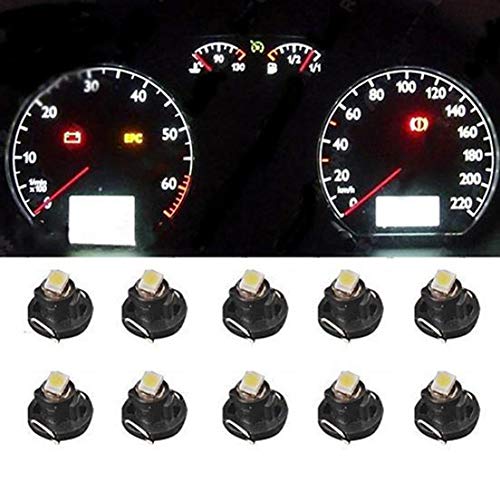 Aoile T4.2 12V Instrument Dashboard LED Light Bulbs LED Dashboard Instrument Cluster Light Lamps Meter Panel Lights, 10 Pcs, T4.3 White