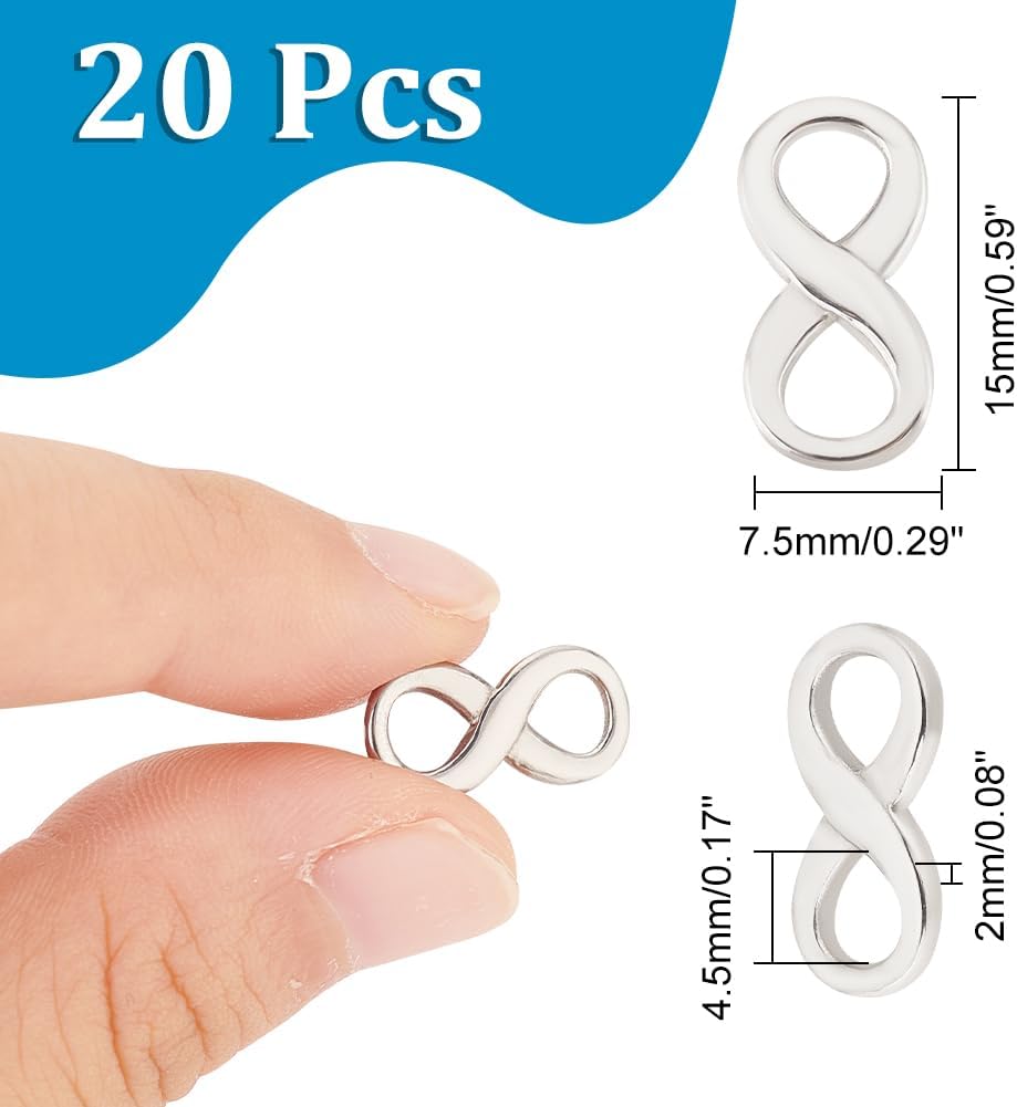 UNICRAFTALE 18K Gold Plated Infinity Charm Bulk Infinity Pendant Mini Stainless Steel Connector Link for Jewelry Making DIY Necklace Bracelet - Image 3