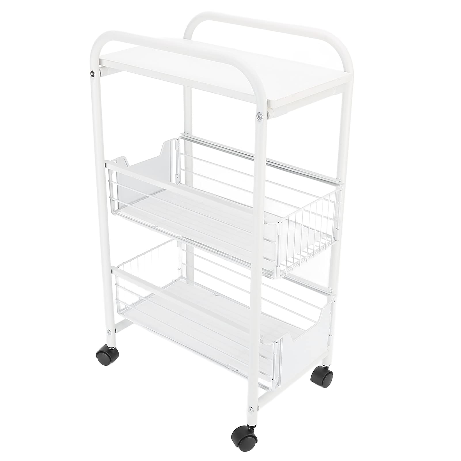 Wózek do Przechowywania Organizer na Kółkach Kompozytowe Drewno i żelazo Wózek Narzędziowy 37,5 X 24 X 65,5 Cm z 4 Kółkami 3-poziomowa Półka do Kuchni Sypialnia Łazienka Pokój Dzienny