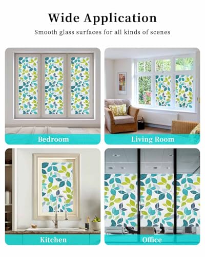 Película de privacidad para ventana hojas verdes teal 17.7"x39.3" miniatura 7