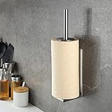 KROCEO Toilettenpapier Aufbewahrung Küchenrollenhalter Ohne Bohren Edelstahl Toilettenpapierhalter Selbstklebend WC Papier Halterung Wandmontage Klopapierhalter Gebürstet Silber