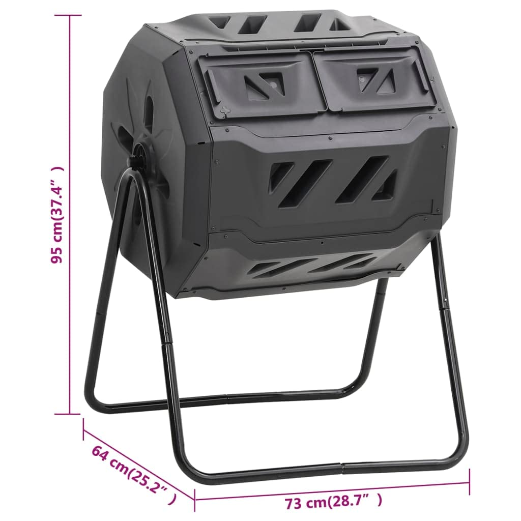 Genérico Contenedor de compostaje de jardín Negro 73x64x95 cm 160 L,Casa y jardín,Jardín,Jardinería,Compostaje,Compostadores-152232