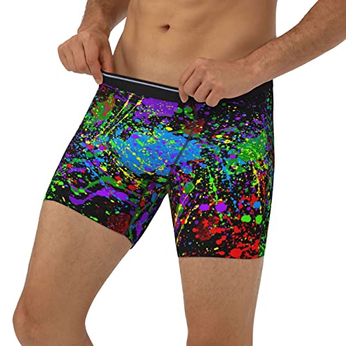 Glow In Dark Splatter Neon Men'S Boxer Brief Long Leg Underwear Fashion Briefs For Men Adult Teens3