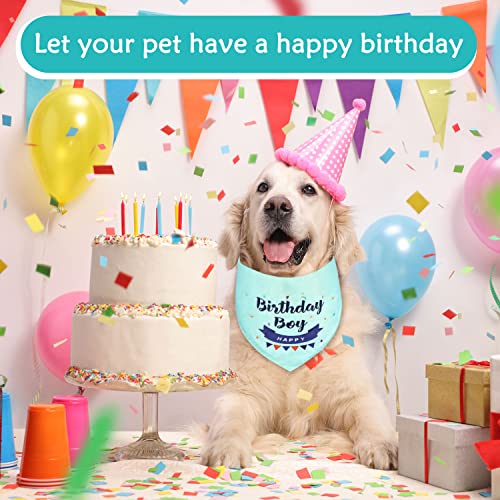 Hunde-Geburtstags-Bandana, Hunde-Bandana für Geburtstage, dreieckiger Schal für Jungen, Hunde, Haustiere, Geburtstagsparty-Zubehör, Happy Birthday-Bandana für kleine, mittelgroße Jungen (blau-grün)