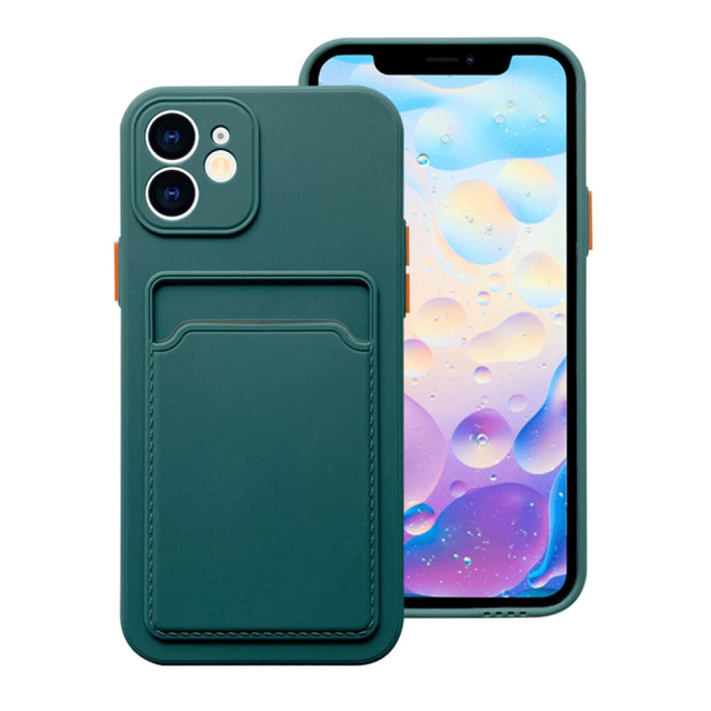 Coque antichoc pour iPhone 11 avec porte-cartes - Finition TPU souple vert foncé - 6