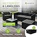 Juskys® Polyrattan Lounge Punta Cana L inkl. Abdeckung für 4-5 Personen mit Sofa, Sessel, Hocker, Tisch & Kissen, Sitzgruppe für Garten, Terrasse & Balkon, Gartenmöbel Set wetterfest - Schwarz/Creme
