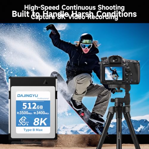 Image of 512GB CFexpress Type B 4.0 Memory Card, Write 3500MB Read 3400MB /s 8K RAW Recording for Photographers, Videographers, VPG400 Compatible with Nikon Canon Cameras