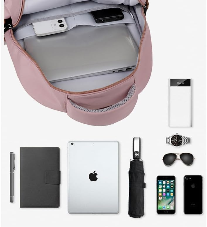 Fashion Backpack for Women Men, Trendy Hiking Travel Backpack Daypack Bookbag Shoulder Bag Large Capacity for Laptop (Pink)