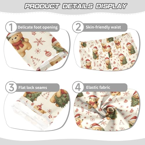 Girls' Athletic Leggings Ankle Length Yoga Dance Pants Kids Teen 4T Christmas Tree Bear3