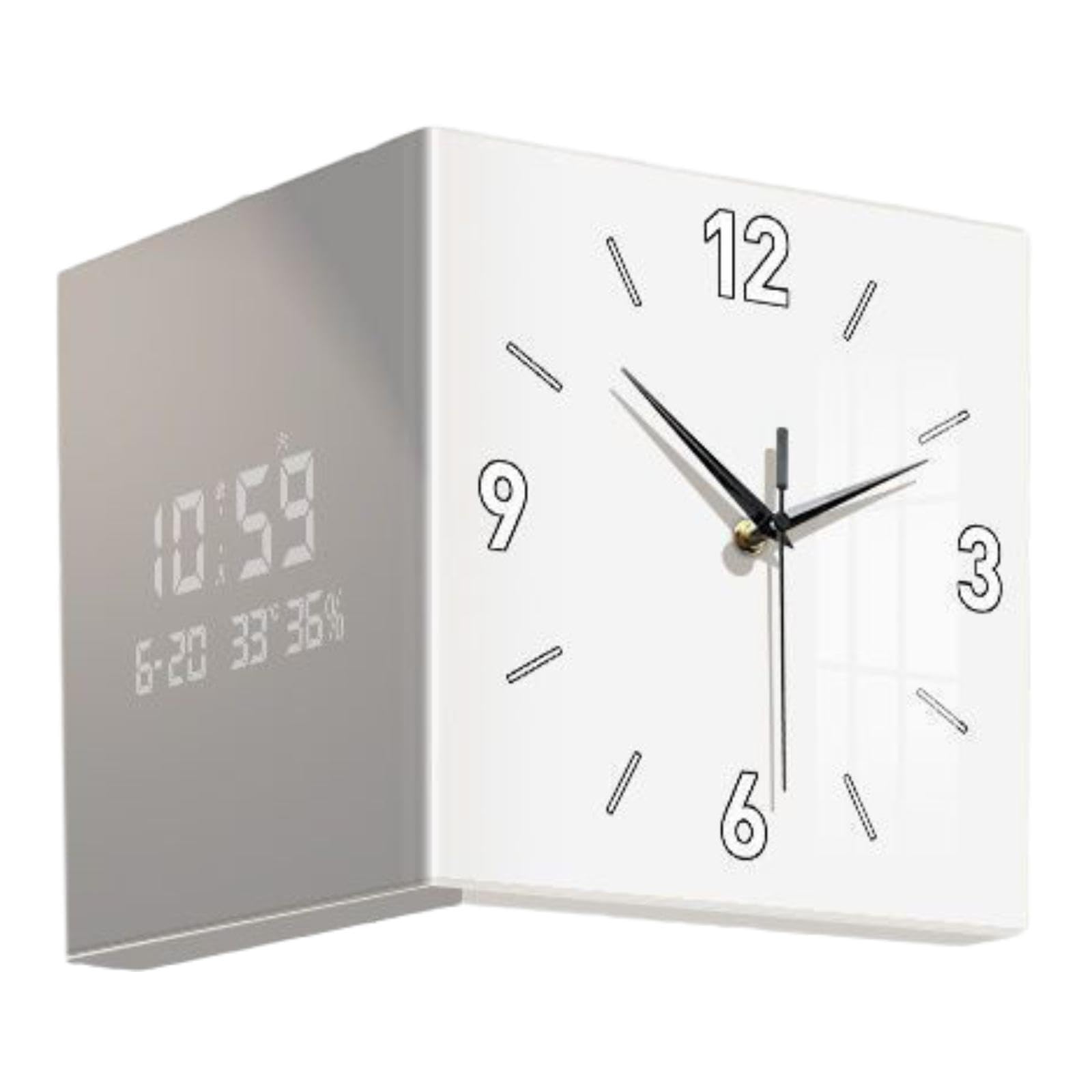 Corner Clock Wall Mounted Easy to Read Square for Home Living Room Classroom White-image-47