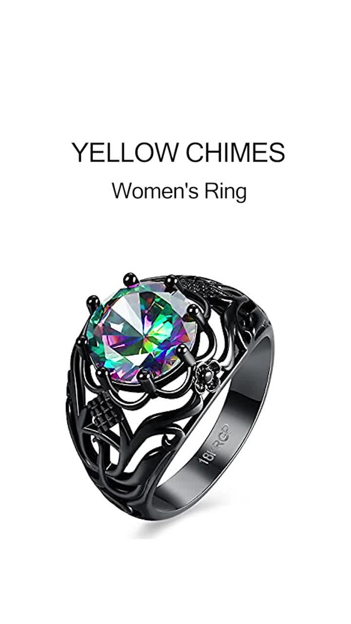 Yellow Chimes Crystal Rings For Women | Multicolor Adjustable