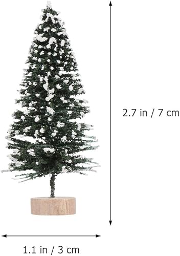 Miniatura 3 de SOIMISS 12 miniárboles de Navidad, decoración de botellas, árboles, mesa, árbol de Navidad, árboles falsos de escarcha de nieve con base de madera