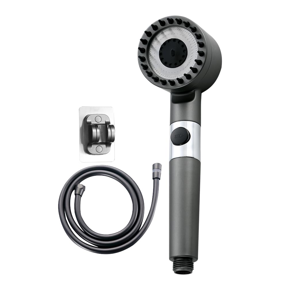 Drivse Showerhead, Drivse Iondrops Showerhead with Filters for Hard Water, Less Water Up to 40%,Handheld High Pressure Power Shower Head (Shower Head + PVC Hose + Base)