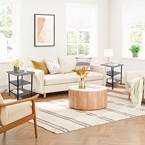 Tiktecklab Nightstand, Set Of 2 Side Tables, End Tables With Wood Shelves, For Living Room, Bedroom, Industrial, Stable Steel Frame, Easy Assembly, Brown And Black #TOP6