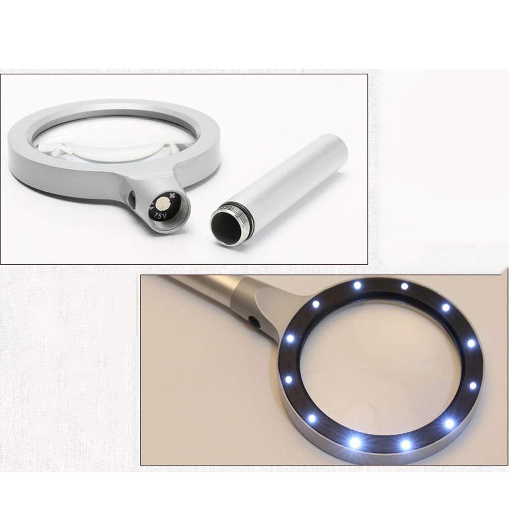 Lupa HD 3X de Vidrio, Lectura, Lupa óptica de Mano con luz LED, portátil de Mano de 240 mm