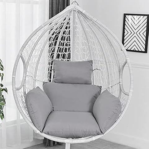 XEMQENER Patio Hanging Swing Chair Cushion, Soft Seat Cushion Pad for Indoor Outdoor Egg Basket Cradle Chair (Grey) Cover