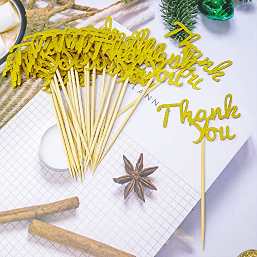 Honbay 24Pcs Glitter Gold Thank You Cupcake Toppers Cake Toppers Thanksgiving Themed Party Cake Decorations For Wedding, Birthday, Baby Shower, Graduation, Anniversary, Thanksgiving Day, Christmas #TOP4
