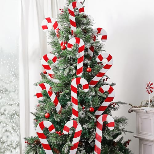 Christmas Decorations Indoor Tree Picks: 12 pcs Large Red White Candy Canes Christmas Ornaments Cute Red White Candy Picks Ornaments for Xmas Tree Topper Home Office Holiday Party Vase Dcor
