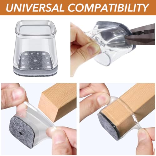 Image of HASTHIP 48PCS Chair Leg Floor Protectors Felt Padded Non-Slip Silicone for 1-1.5 Inch Tilting Vertical Legs Dining Chairs Bar Stools Office