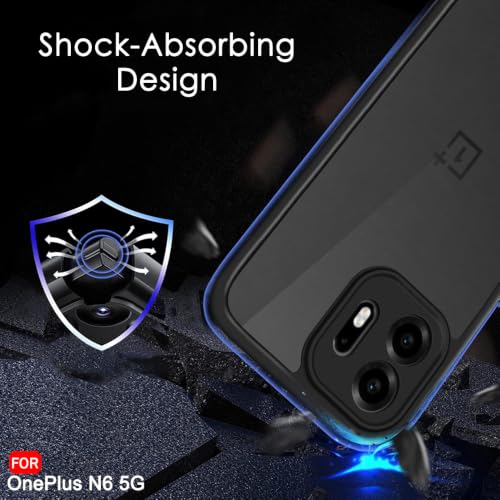 Image of TheGiftKart Hybrid Shockproof Back Cover Case for OnePlus N6 5G | Camera Protection Module | Hard Back Cover Case for OnePlus N6 5G (PC & TPU, Translucent Smoke Matte Back, Black Sides)
