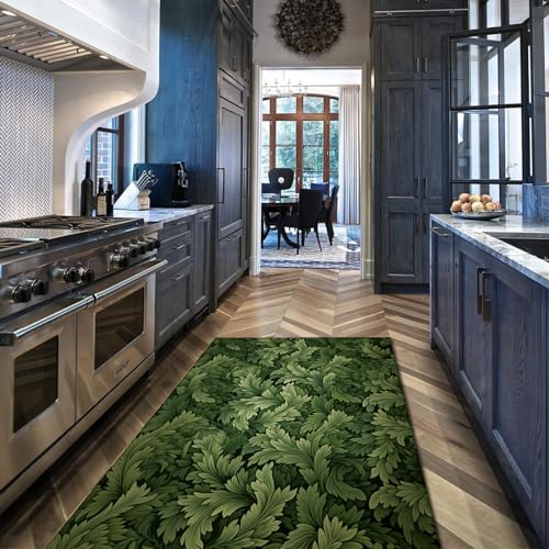 Tapis antidérapant William Morris vert stretch pour sécuriser la salle - 3
