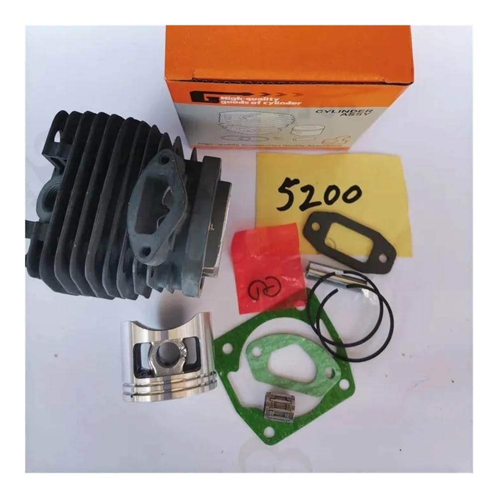 Itrvcay Double Groove Cylinder Piston Kit With Gasket Bearing 45Mm Fit For G5200 52Cc Chainsaw Piston Ring Pin Clip Assembly(Double Groove)