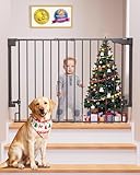 Cumbor 29.2β43" Baby Gate for Stairs, Wall-Mounted (Drill Required), Expandable No Bottom Bar Dog Gate, Auto Close Extra Wide Walk Thru, Pet & Toddler Proof Gate, Top & Bottom of Stairways(Black)