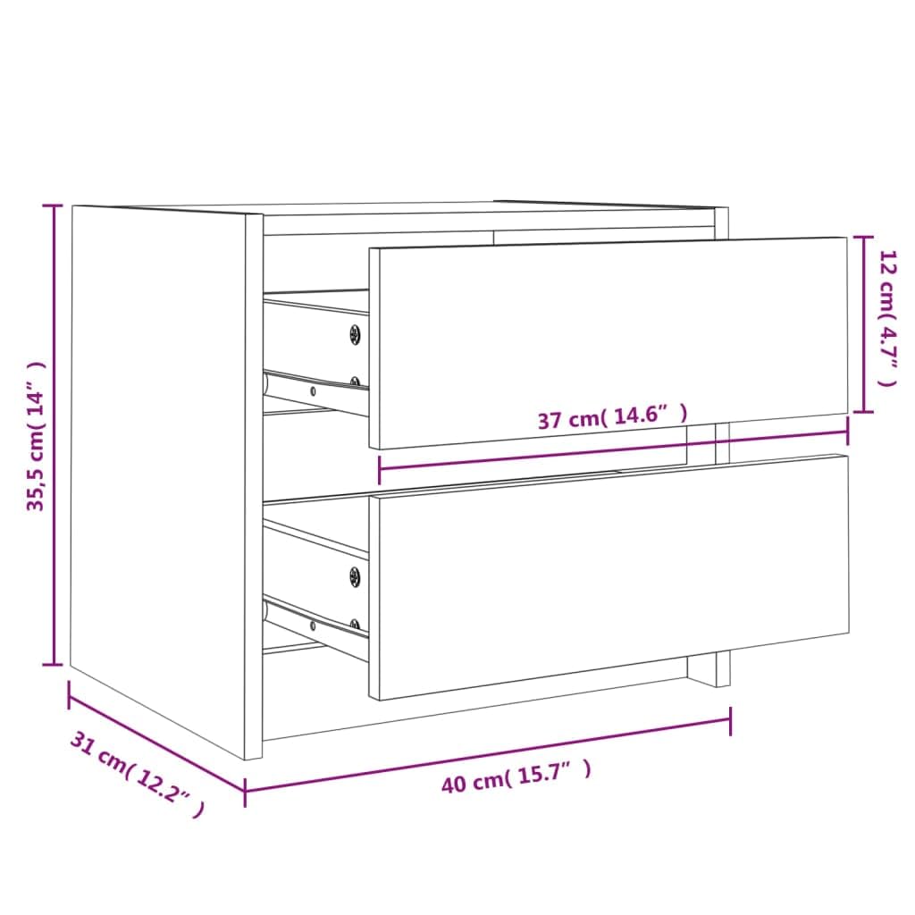 vidaXL Comodino 40x31x35,5 cm in Legno Massello di Pino