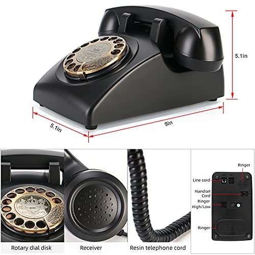 Teléfono Retro de Disco Clásico Negro miniatura 4