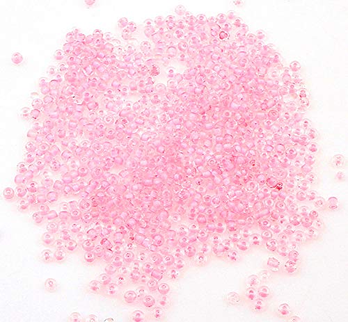 3300 Pieces Glass Seed Beads 3 mm Inner Colour Set, 8 Colours, 8/0, Pony Beads, Mini Children's Beads, Inside Colour Seed Beads (Pink) - Image 2