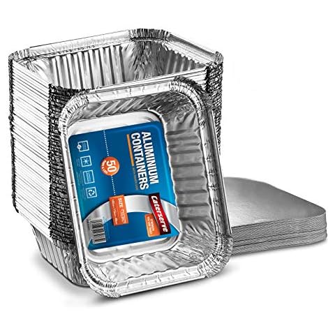 50 Aluminium Foil Trays with Lids Cover