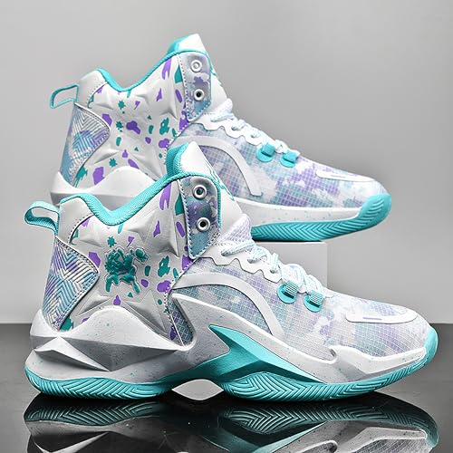 Image of Men's High-Top Basketball Shoes Anti-Slip and Wear-Resistant Soles Running Shoes Graffiti Design Fashionable Sports Shoes
