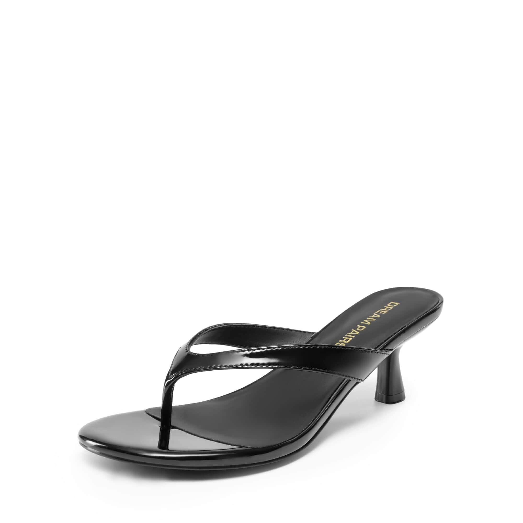 DREAM PAIRS Women's Dress Kitten Heel Sandals Flip Flops Round Toe Heels, Low Heels, Dressy Sandals with Thong Strap, Elegant Slip On Summer Shoes