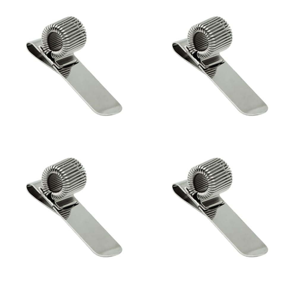 YFTRFR 4 Pcs Metal Pen Holder, with Pocket Clip Retractable Adjustable Horizontal Single Spring Loop for Notebook and Clipboard, Whiteboard, Journal, Diary, Uniform, Pencil(Silver)