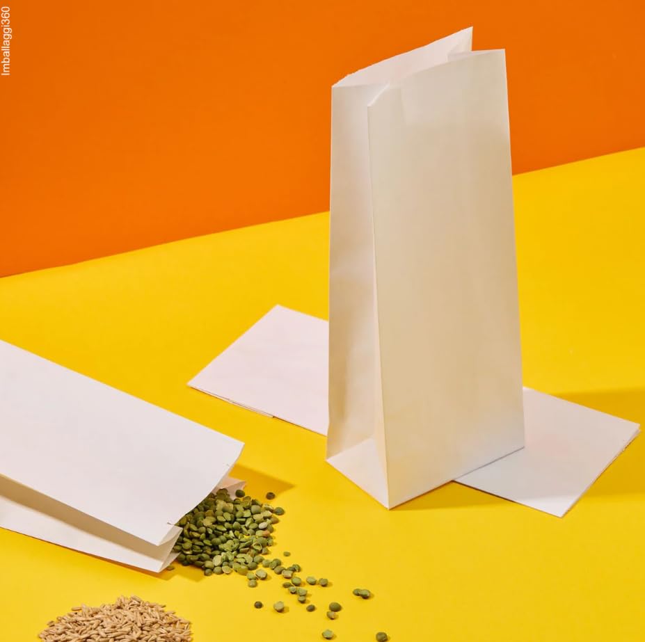 Sacchetti per Farina in Carta Bianca, Cartone Intero, Disponibili in Vari Formati da 1 kg a 25 kg (1 kg – cm 10,5+6,5x27 – Cartone 1000 pz)