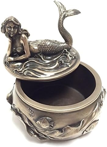 SUMMIT COLLECTION Art Nouveau Antique Bronze Mermaid Calypso Embellished Trinket and Jewelry Box