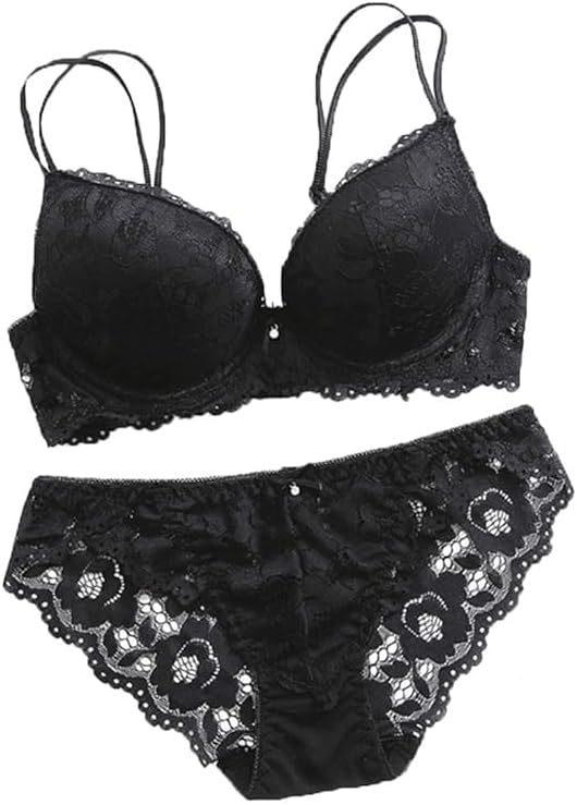Designer Women's Bra Panty Set Lace Push Up Underwired Solid Lingerie Set Baby Doll Bikini Set for Women Wire Bra Lingerie Set for Women & Girls