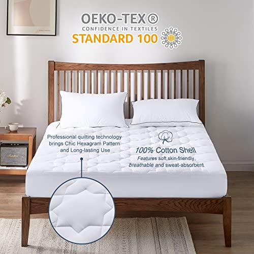 Cozylux Twin Xl Cotton Mattress Pad Deep Pocket Quilted Mattress Cover Extra Long For College Dorm Pillowtop Mattress Protector Up To 20", Fitted Sheet Mattress Cover, 39X80 Inches, White #TOP2
