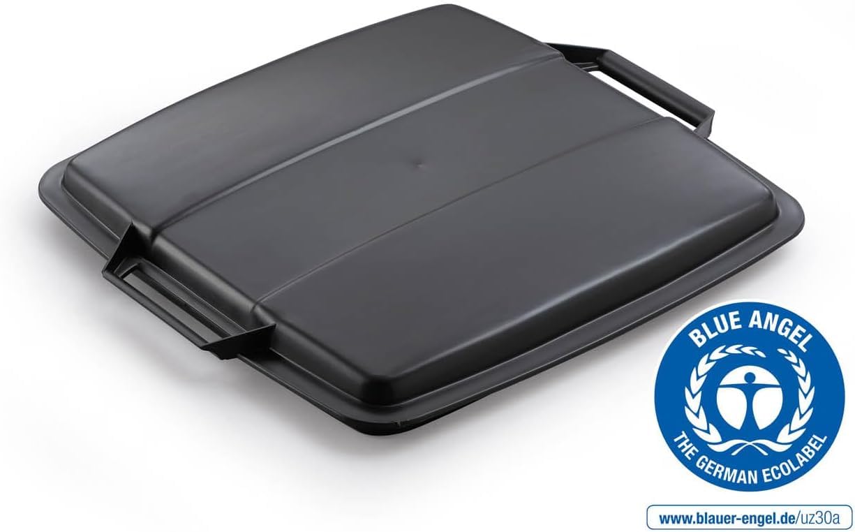 Durable Eco Bin Lid for Durabin 90 Lite Waste Bin - Blue Angel Certified - Made of Recycled Plastic - Pack of 6 - Black