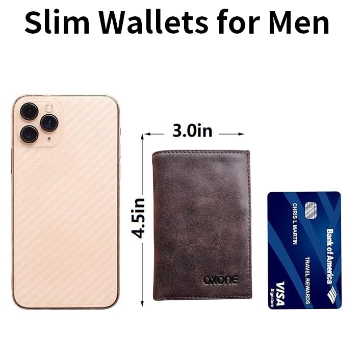 Genuine Leather Minimalist Card Holder, RFID Blocking, Slim Wallet for Men, Vintage Brown2