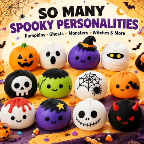 Image of 24 Pack Halloween Squishy Toy with Gift Card, Mochi Squishy Toys