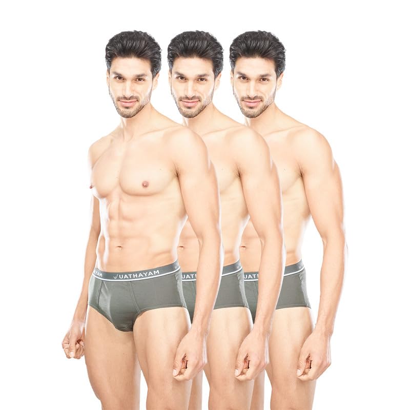 Vennto Mens Cotton Solid Shrinkage Control Outer Elastic Ultra Soft Assorted Briefs Combo Packs-image-47