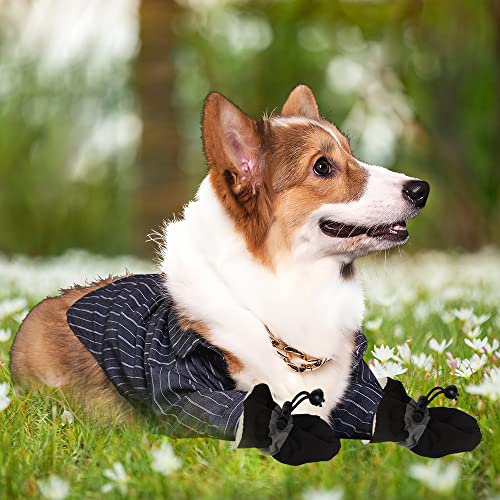 FaJoek Wasserdichte Hundeschuhe Mit Reflektierenden Riemen - Anti-Rutsch Pfotenschutz für Kleine Hunde Im Winter - 4 Stück (Schwarz, #7)