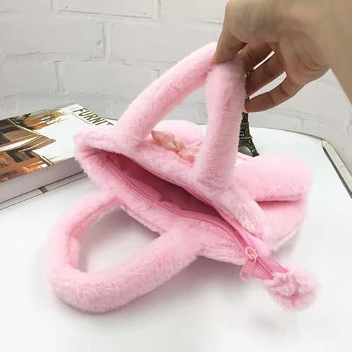 Cute Bag Portable Kuromi Plush Handbag Kawaii Purse Anime Cartoon Soft Fluffy Japanese Lolita Lovely Shoulder Bag For Girls Women (Pink-M) #TOP4