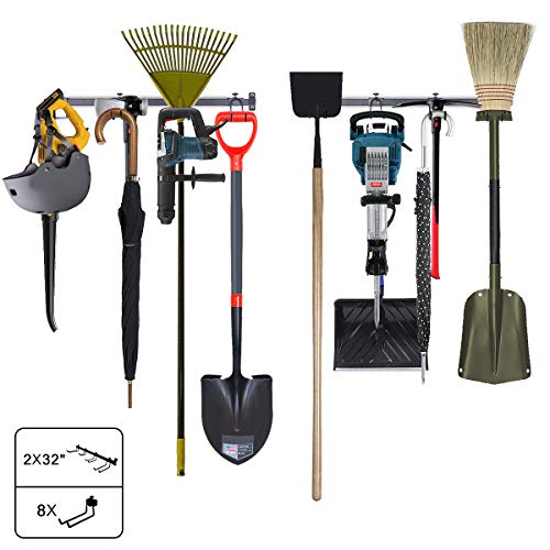 Kinghouse Garage Wall Organizer, 64 Inch 8PC Garage Tool Hooks,Garden Tools Organizer, Utility